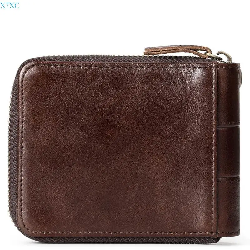 X7XC Multifunctional Men's Wallet with Zipper Coin Compartment Practical and Convenient Purse