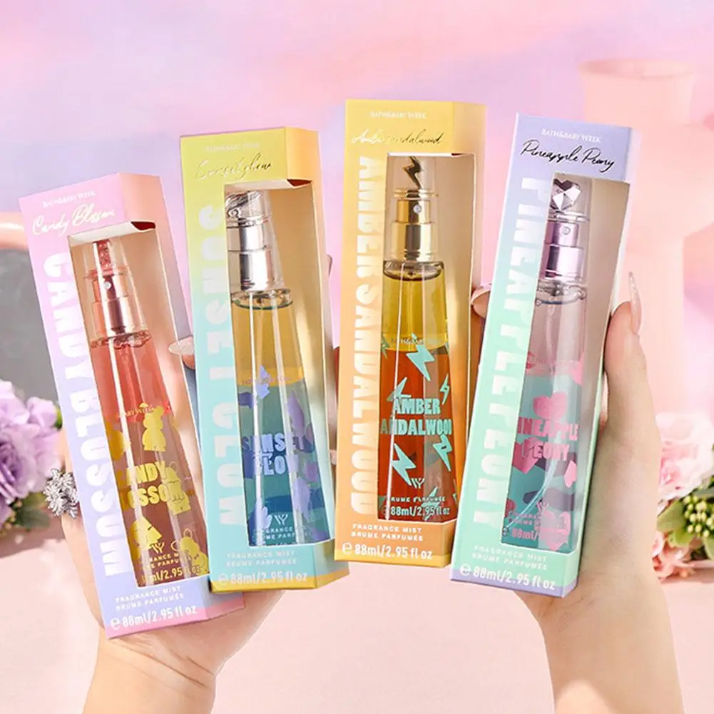 4 Scents Women's Body Mist Set, Long Lasting Fruit Floral Woody Fragrance Spray, 88ml Portable Fragrance Makeup for Daily Dating