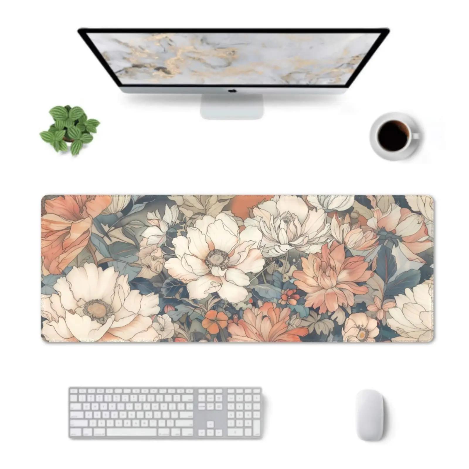 Alas Meja Bermotif Bunga Jepang, Dekorasi Desktop yang Lucu, Alas Mouse Gaming Anti Selip dan Tahan Air, Hadiah Sempurna untuk Teman