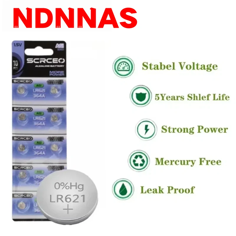 100-500Pcs AG1 LR621 364 Watch Battery 1.55V 364 SR621SW LR621 621 LR60 CX60 Alkaline Button Cell Batteries for Watch Toys