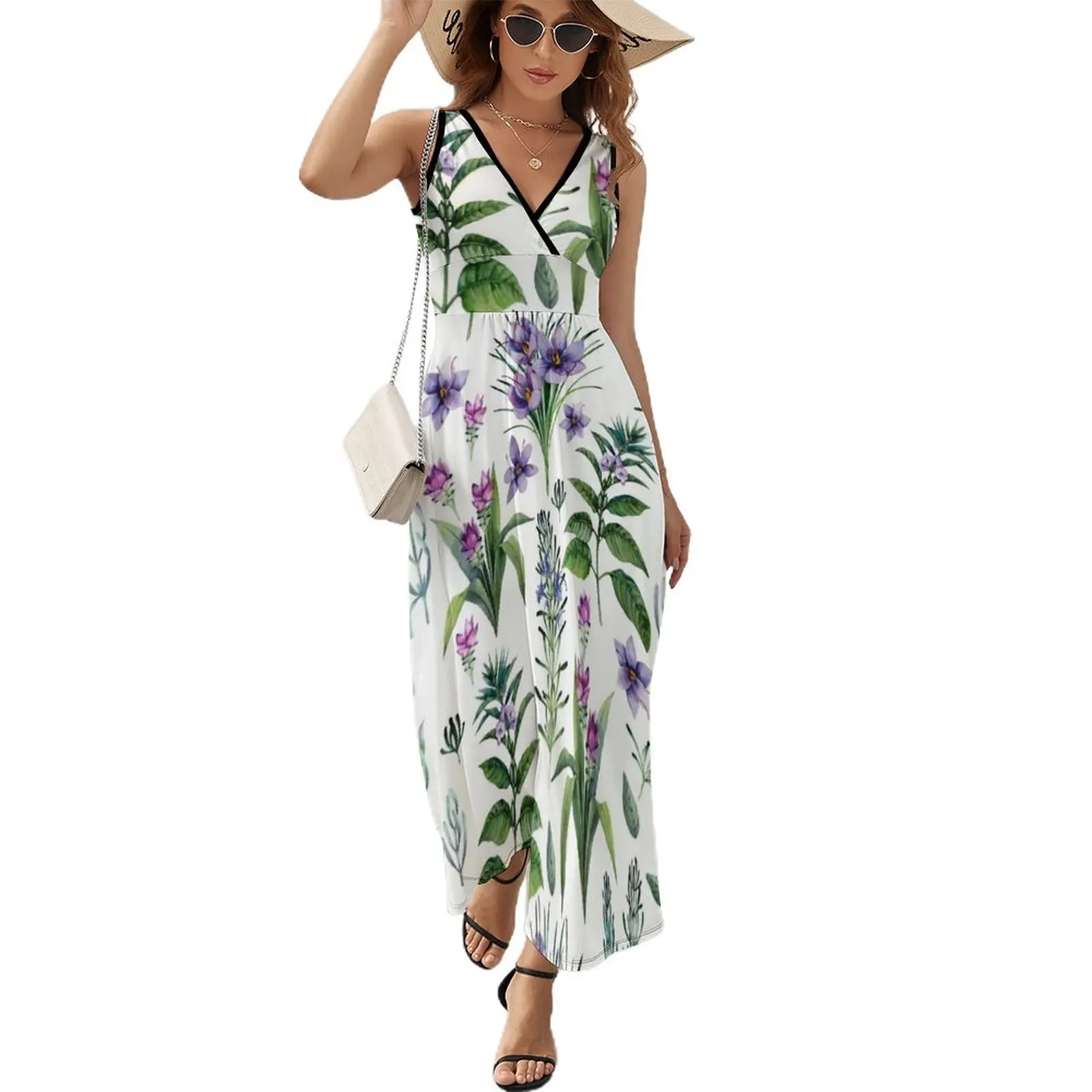 Watercolor botanical collection of herbs and spices Sleeveless Dress dress summer dresses for woman 2023 Woman's evening dress