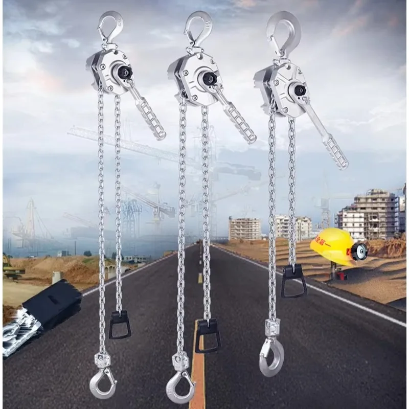 Aluminum Alloy Lever Hoist Mini Manual Chain Hoist One Ton Portable Ring Chain Lifting Tackle For Light Hoisting Work