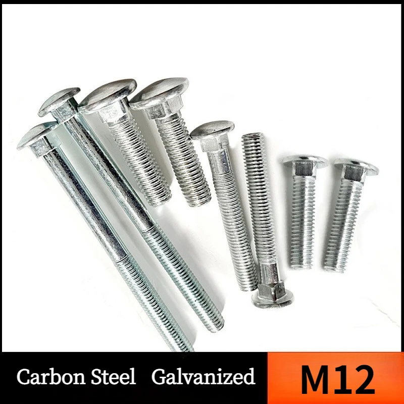 

Guangluo Full/Half Thread Bolts M12 Round Head Square Neck Screws Fastening Carbon Steel Galvanized Machine Bolts