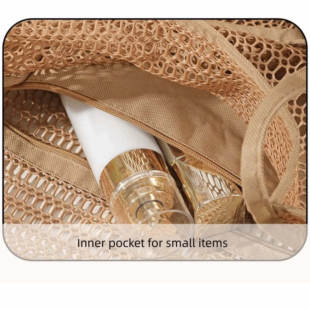 

Soild Color Nylon Mesh Beach Bag Hollow Out Foldable Mesh Handbag Breathable Korean Swimming Bag Swimming