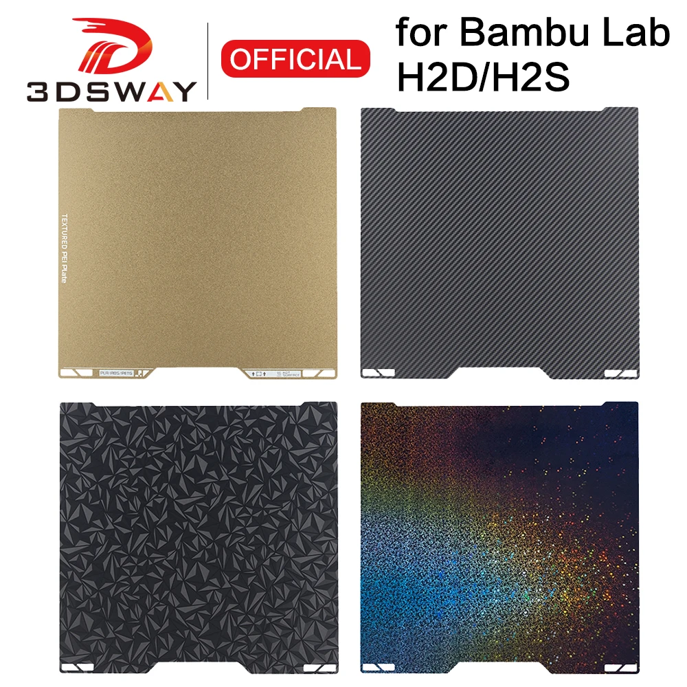 

3DSWAY для Bambu Lab H2D H2S Текстурированная сборная пластина pei, парник, двухсторонняя Bambulab Smooth H2D, аксессуары, запасные части для 3D-принтера