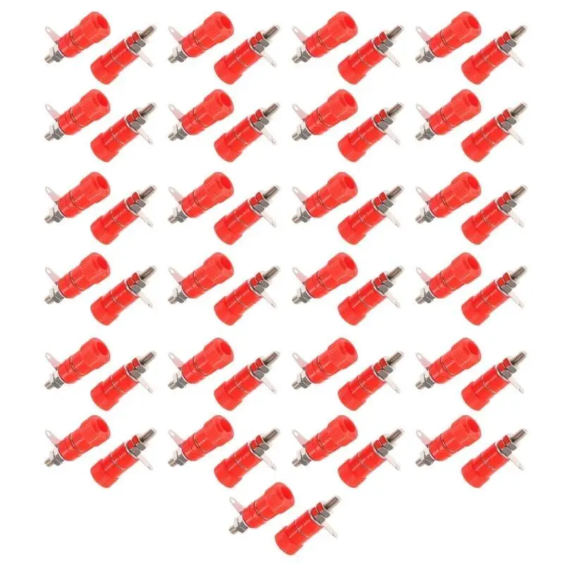 652F 50Pcs Electrical Connectors Terminals 4mm Banana Plug Socket Binding Posts Terminals for Amplifier 4mm Terminals