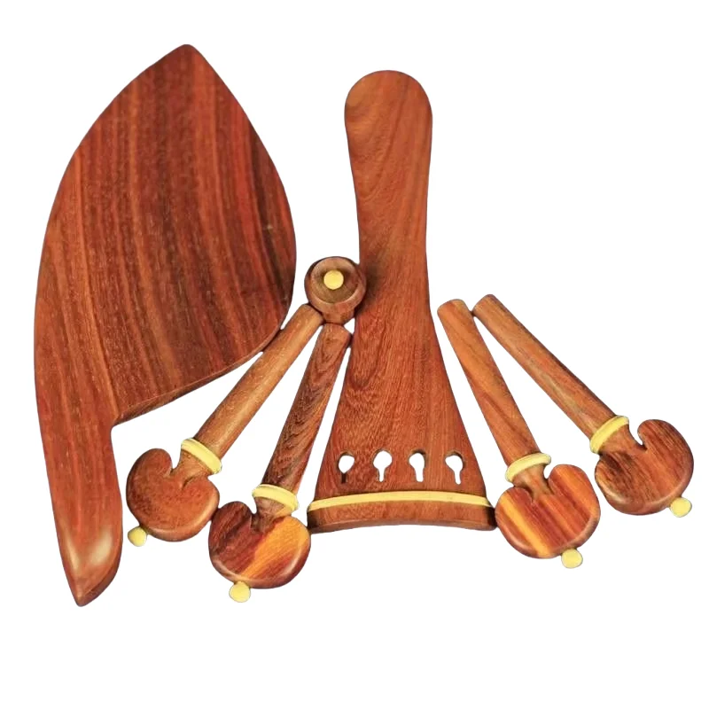 Good 1 Set 4/4 Violin Tailpiece+Tuning Pegs+Endpins+Chin Rest/Chin Fiddle Accessories Holder, Beautiful Rosewood Parts Fittings