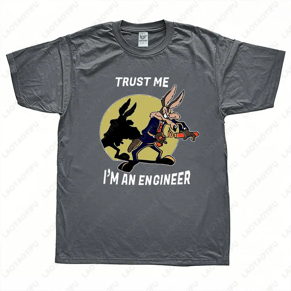 ثق بي أنا مهندس عربة ذئب القطن تي شيرت البلوز البيسبول البلوز الرجال النساء للجنسين فضفاض صديقها هدية قميص #3