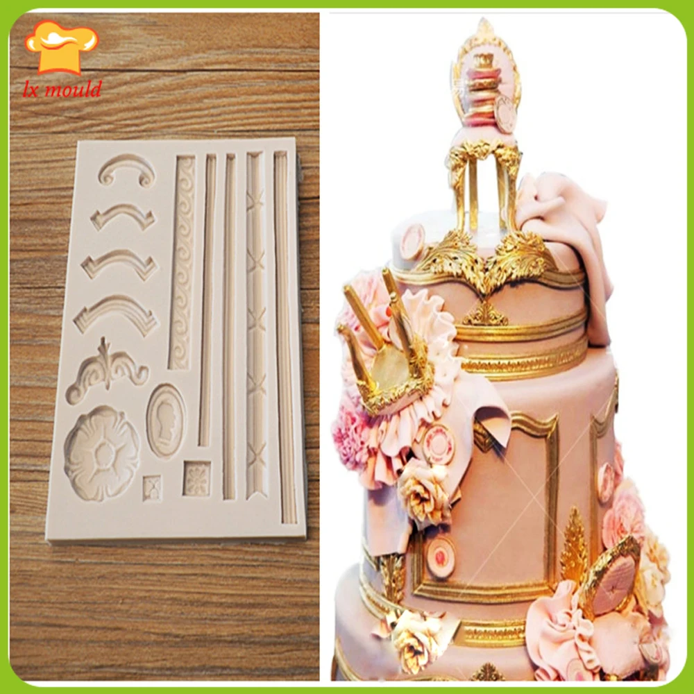 

Lines Vintage Frame Silicone Fondant Mold Cake Decor Sugarcraft Topper Baking Chocolate Mould