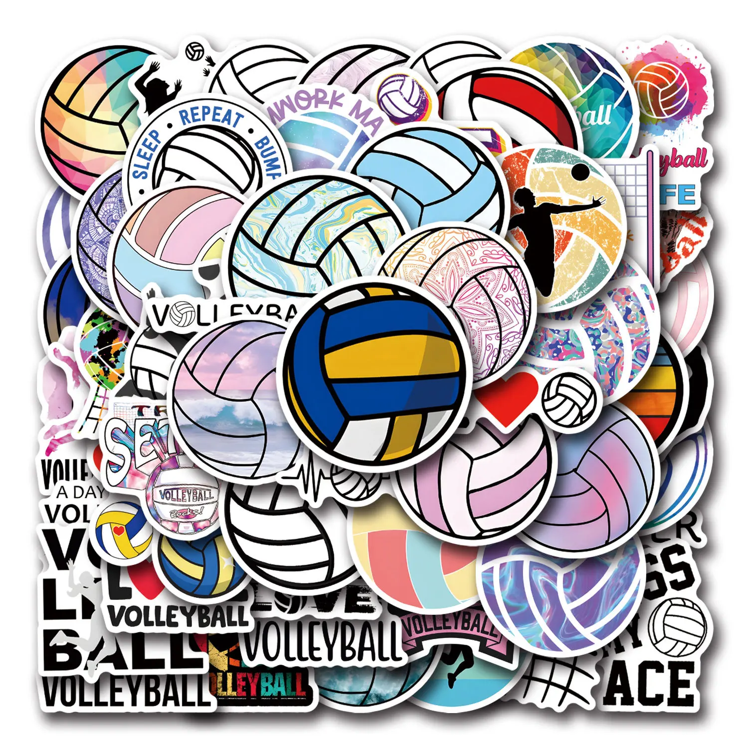 Pegatinas deportivas de voleibol de 10/30/55/110 piezas, Graffiti creativo decorativo, taza de agua, funda de teléfono, caja de papelería, calcomanía impermeable