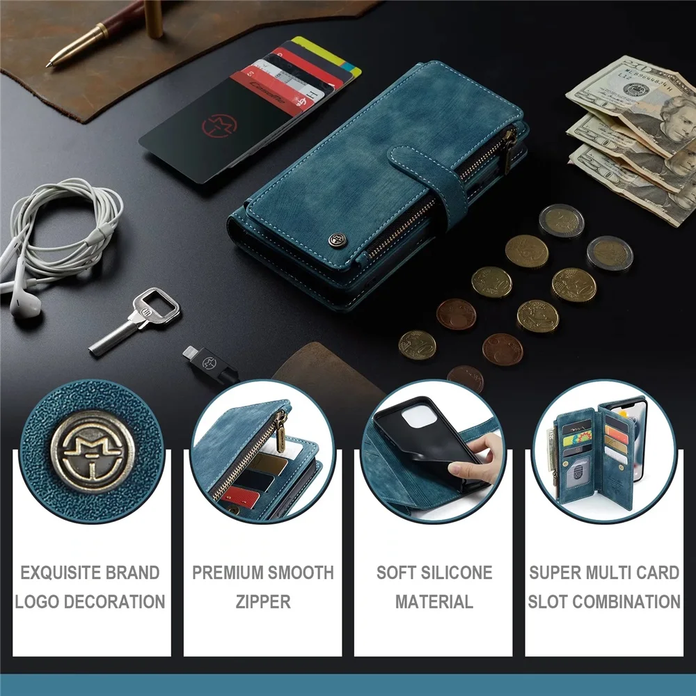 Vintage Card Holder Leather Wallet Case for iPhone 11 12 13 14 15 Pro Max Mini XR XS Max 8 7 6s Plus SE 2020 2022 Storage Cover