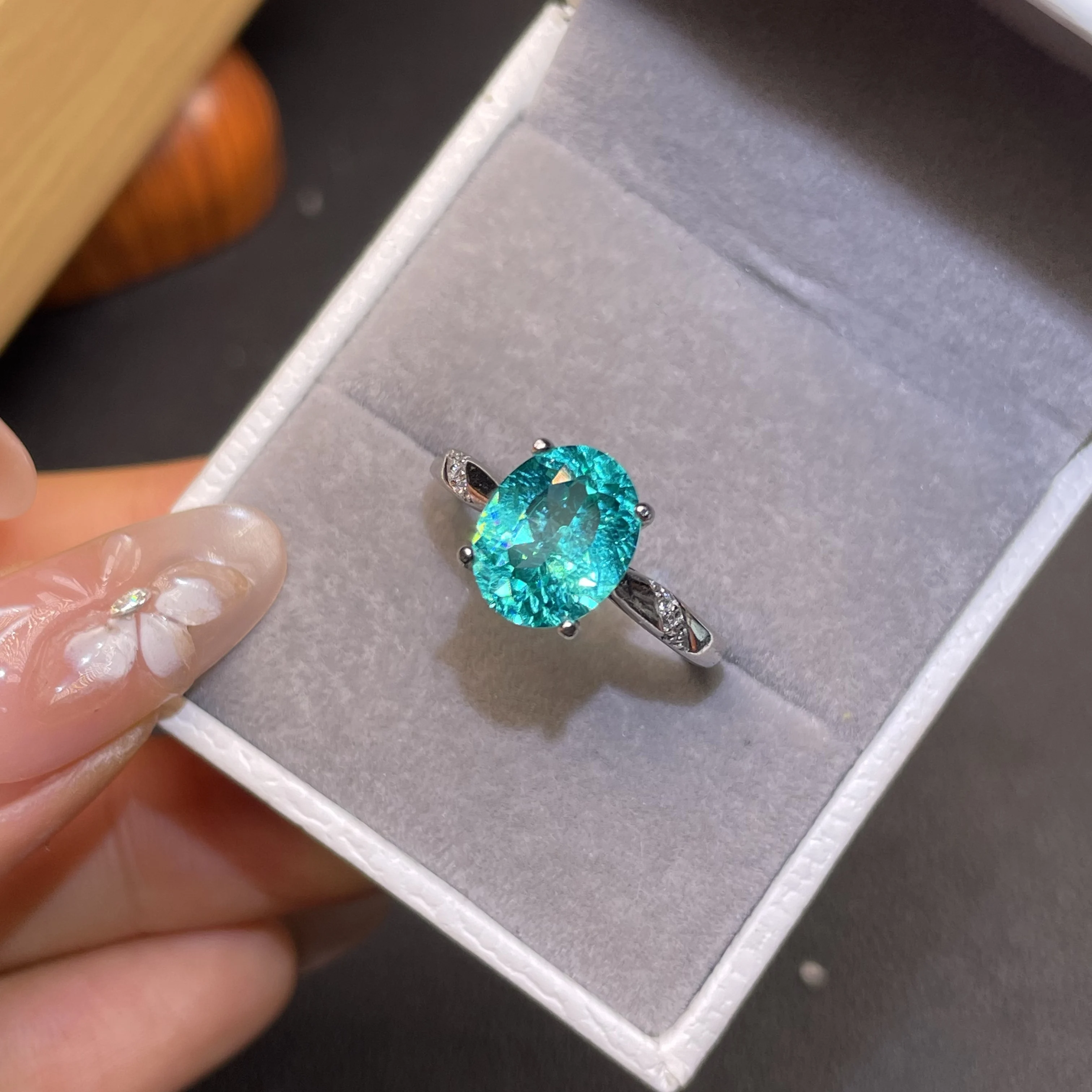 100% genuine Paraiba gemstone 925 sterling silver jewelry - neon blue sapphire ring - simple setting - must-have gift