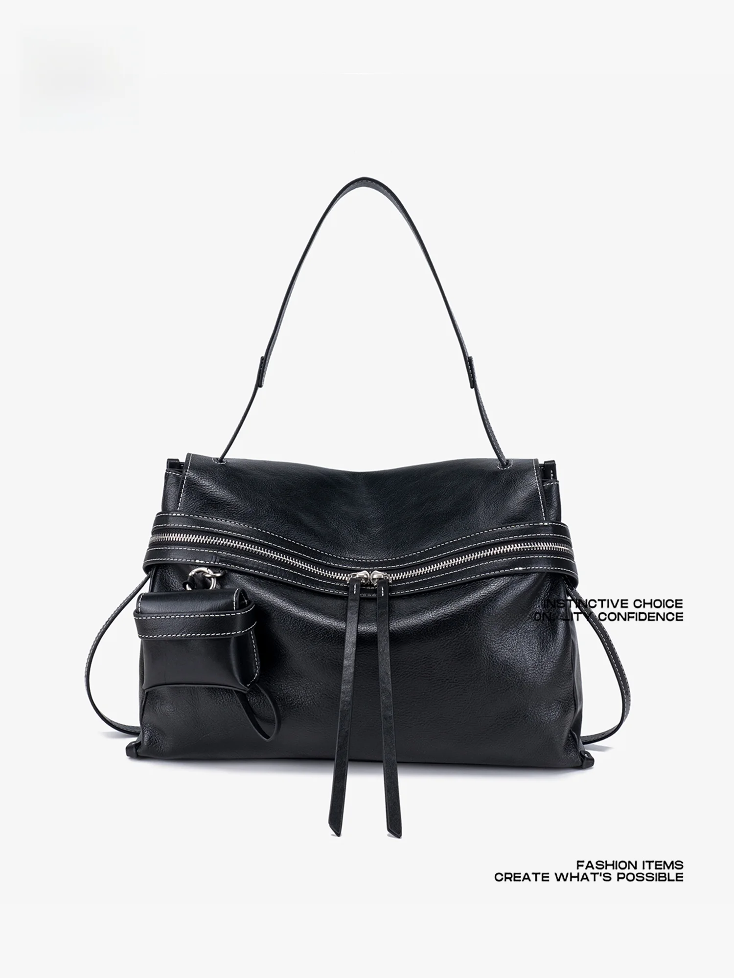 Sfreeya Minimalist High-End Tone Casual Commuter Crossbody Bag Men's Women's Large Capacity Retro Shoulder Handbag