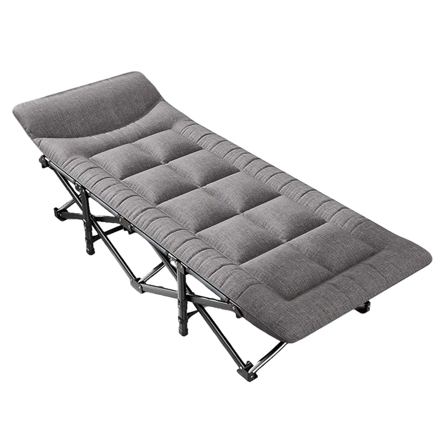Klappbares Campingbett, Tragbares Robustes Outdoor-Campingbett mit Kissen & Baumwollkissen, Outdoor-Liegestuhl für Erwachsene, Zuhause, Strand, Wohnmobil, Mittagspause, 200KG Tragkraft