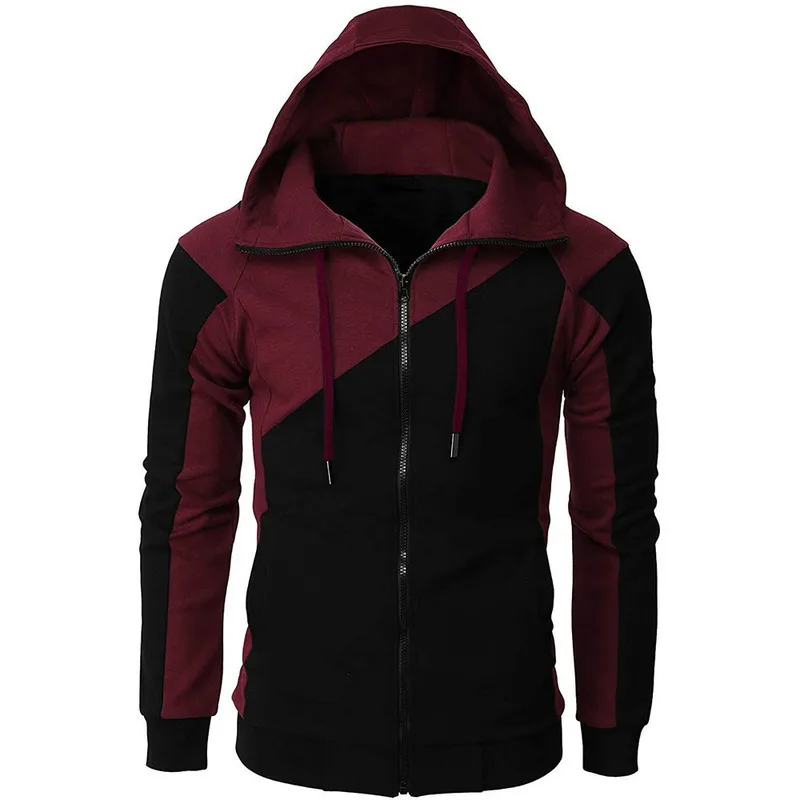

Color Block Hooded Men Slim Fit Sweatshirt Casual Fashion Long Sleeve Sporty Jacket Stylish Outerwear For Men Trendy Streetwear
