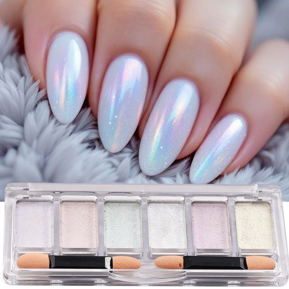 Poudre à ongles chromée 6 couleurs, paillettes pour ongles, effet miroir, pigment chromé holographique, poussière à frotter, décoration brillante, manucure DIY