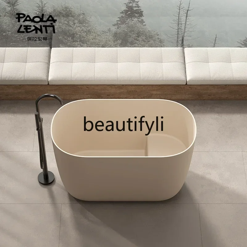 

Small apartment family bed and breakfast sitting bathtub artificial stone integrated oval bathtub0420