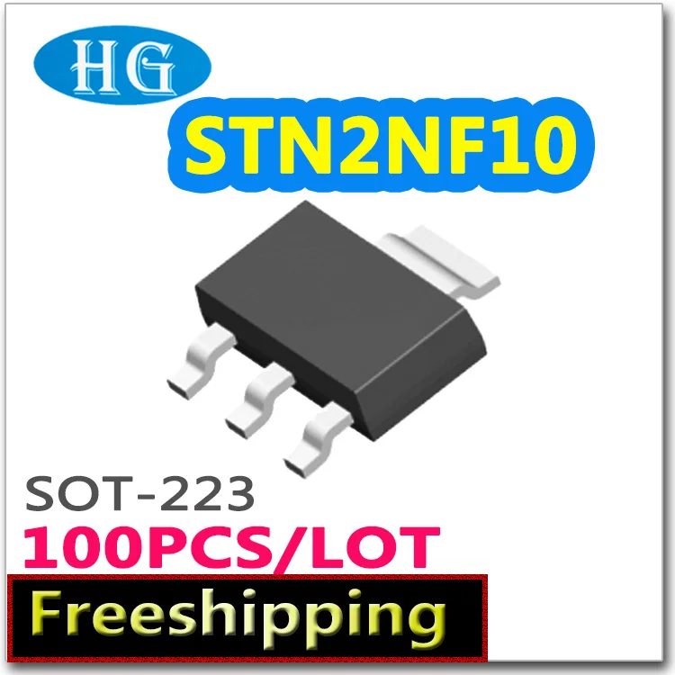 

smd STN2NF10 100pcs/lot SOT223 N-channel 100V 2.4A pdf inside mosfet