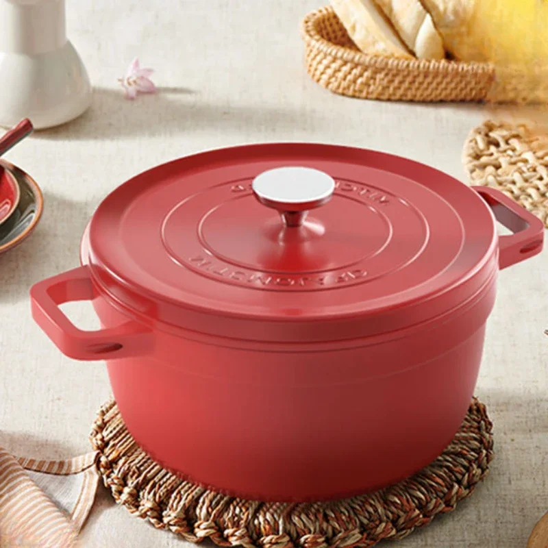 

Cast Iron Enamel Pot Stylish Non-Stick Pan Colorful Stewing Pots Thickened Braise Wok Anti-Scratch Cookware