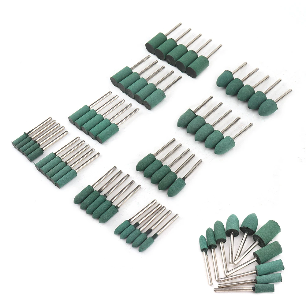 10 Chiếc Cao Su Gốm Len Cảm Thấy Đầu Mài Đánh Bóng Nhám Bánh ĐỆM PHỒNG Bánh Xe Dremel Rotary Dụng Cụ Điện Với 3MM Chuôi Lục