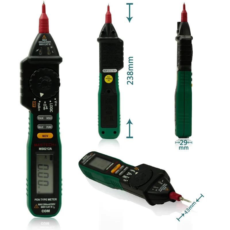 Imagem -02 - Mastech-mastech Pen tipo Multímetro Digital Multímetro Tensão Atual Tester Diodo Lógica de Continuidade sem Contato Vol dc ac Ms812a