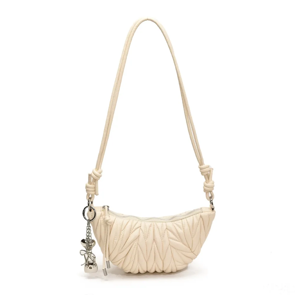 حقيبة كروس بسيطة حقيبة كتف كرواسون بني حزمة صغيرة من البولي يوريثان حقيبة زلابية على الطراز الكوري بلون سادة حقائب يد على طراز فاسق للفتيات #1