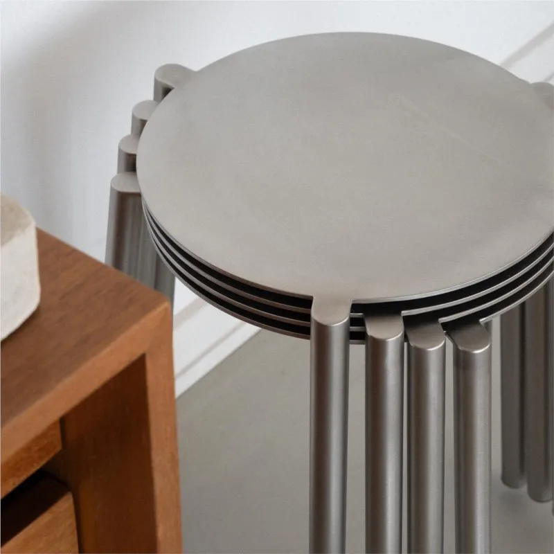 Italian Minimalist Metal Style Stool Household Stackable Dining Chair Stainless Steel Outdoor Courtyard Commercial Leisure Chair