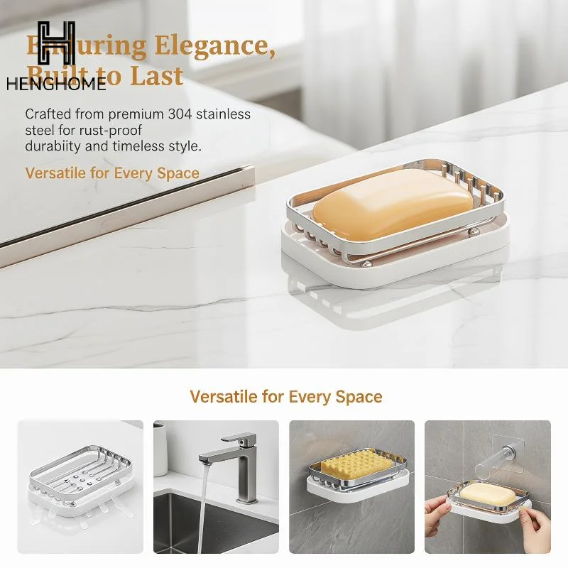 Stainless Steel Soap Rack Drainage Soap Tray Multifunctional Bathroom Storage Rack Bathroom Draining Box Simple Soap Storage Box