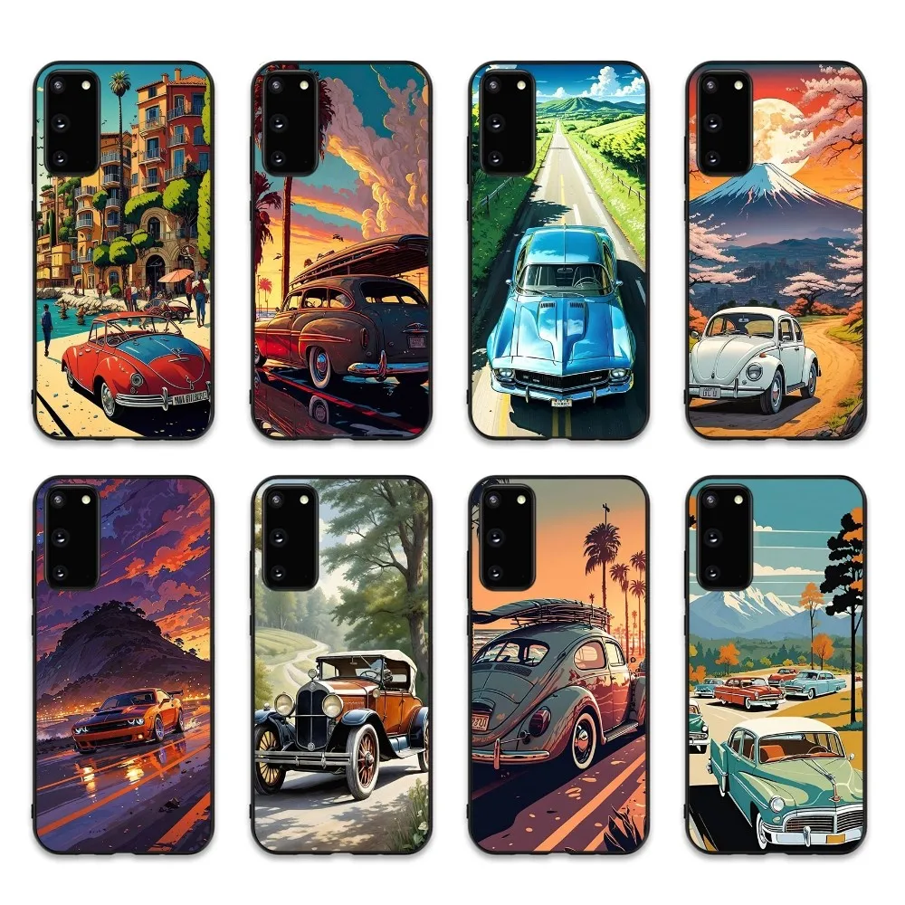 

Classic Vintage Old Retro Car Phone Case Silicone PC+TPU For Samsung S10 20 30 22 23 24 Plus Lite Ultra Cover