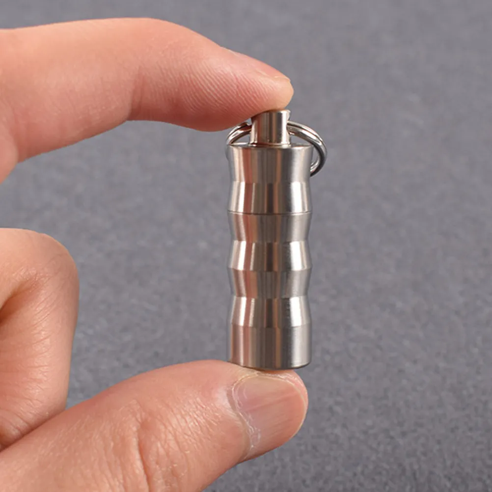 

Titanium Mini Emergency Pill Holder Outdoor Portable Waterproof Pill Box Storage Case Container Outdoor Holder