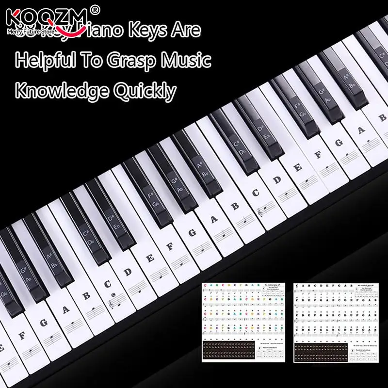 Piano Sticker Transparent Piano Keys Electronic Keyboard Key Sticker Piano Stave Note Sticker For Key Music Decal