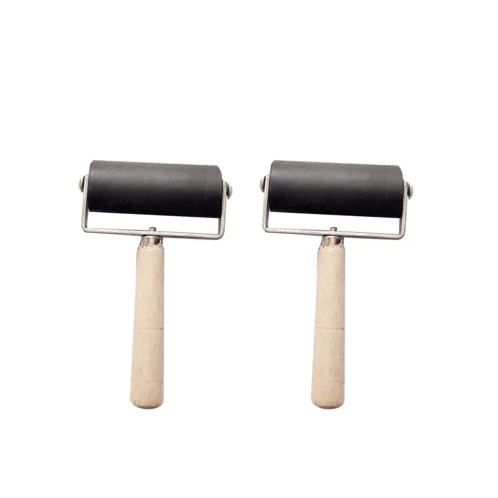 2Pcs 6Cm Craft Roller Rubber for Printmaking Stamping Glue Ink Application Scrapbook Wallpaper Rolling Down Prints Heavy