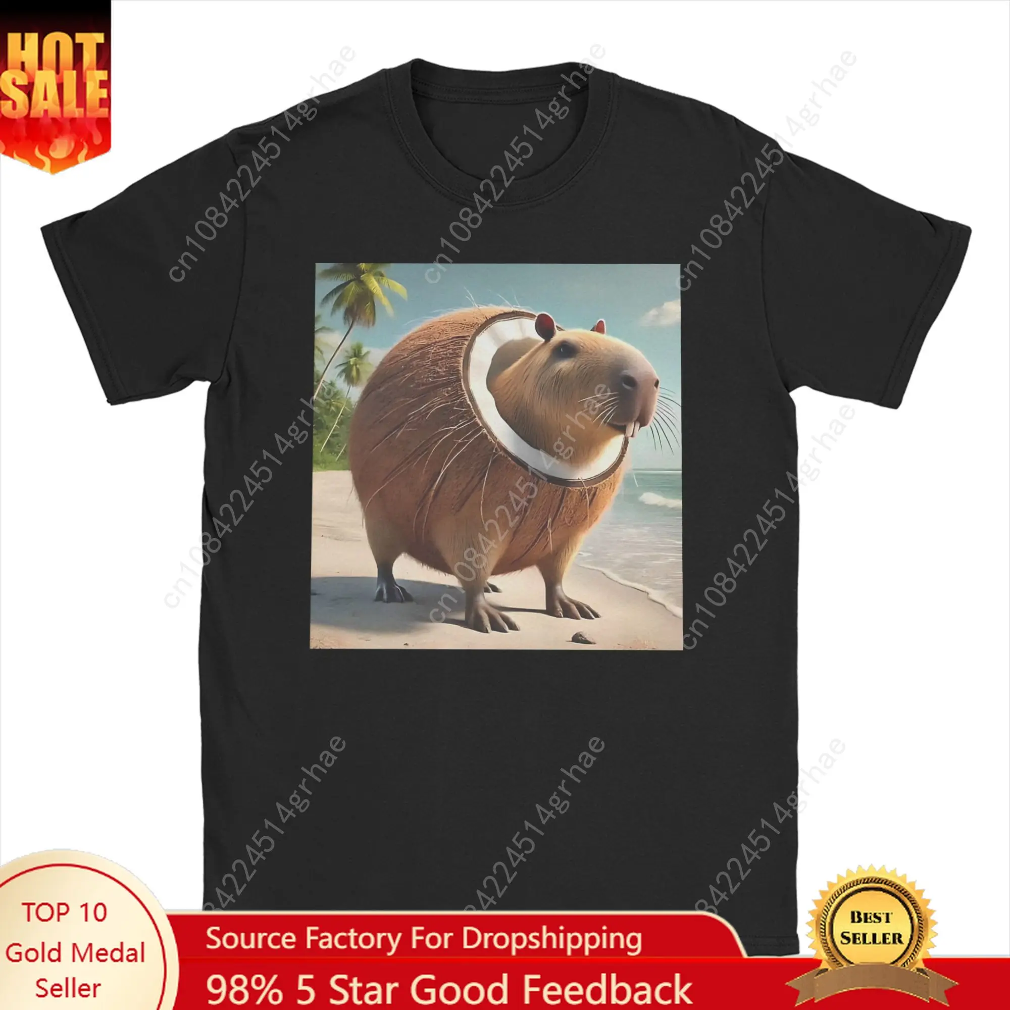 Loisirs italien Brainrot Meme T-Shirt hommes col rond coton T-Shirt Capybara Capybarello Cocosini T-Shirt à manches courtes