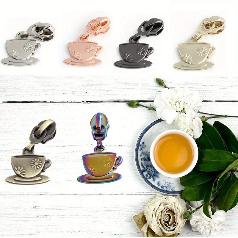 

5PCS 43mm multi-color pattern cup wallet puller multifunctional coffee cup zipper puller travel bag suitcase zipper repair kit