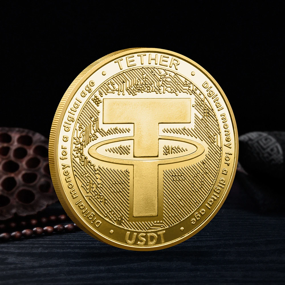 USDT العملة المشفرة العملة المادية حبل الفن تحصيل مطلية بالذهب عملة مشفرة تذكارية تزيين هدية عملة تذكارية