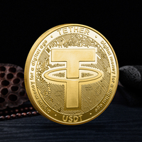 USDT Cryptocurrency Physical Coin Tether Art Collectible Gold Plated Crypto Coin Souvenir Decorate Gift Commemorative Coin