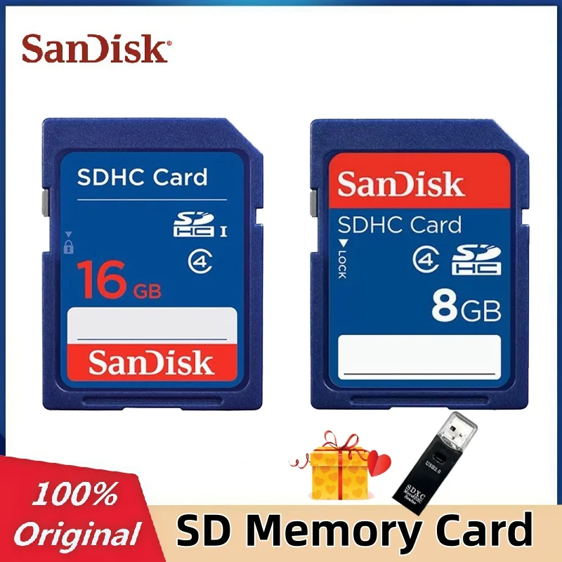 Tarjeta SD SanDisk, tarjeta de memoria de cámara de 16GB y 8GB para Canon Panasonic CCD, navegación musical Digital, impresora 3D, tarjeta de memoria SDHC CNC