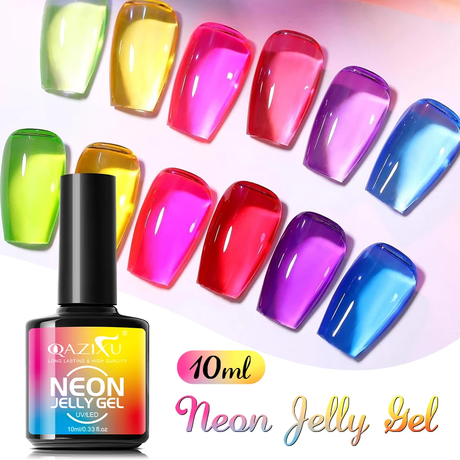 

Гель-лак QAZIXU Jelly Red, полупрозрачный, цветной, полуперманентный, смываемый, для УФ/LED ламп, для нейл-арта, весна-лето