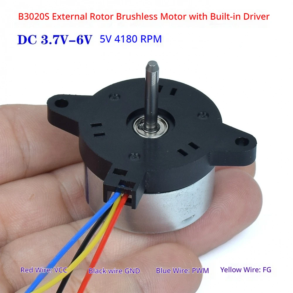 

B3020S Outer Rotor Brushless DC Motor 3.7-6V Rated 5V Silent Built-in Driver Board PWM Speed Control Max 5030RPM Brushless Motor