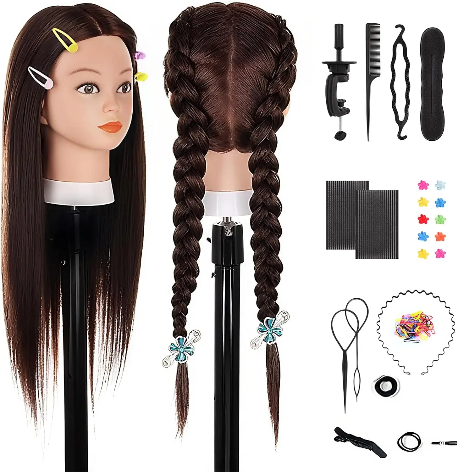 

26 дюймов, 80% настоящие волосы, голова манекена, парик, укладка, голова с зажимом и набором для плетения «сделай сам», парикмахерская тренировочная голова, новинка 2026