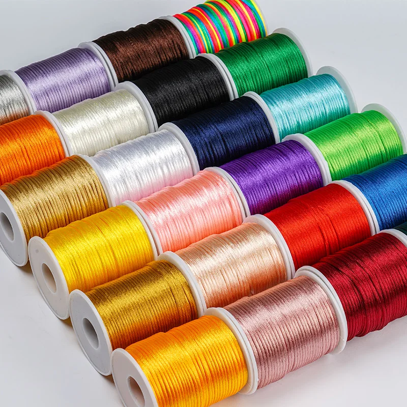 1.5mm/2mm/2.5mm Nylon Lanyard Cord Thread Chinese Knot Braided Macrame Silk Cord Bracelet String DIY Tassels Beading Thread