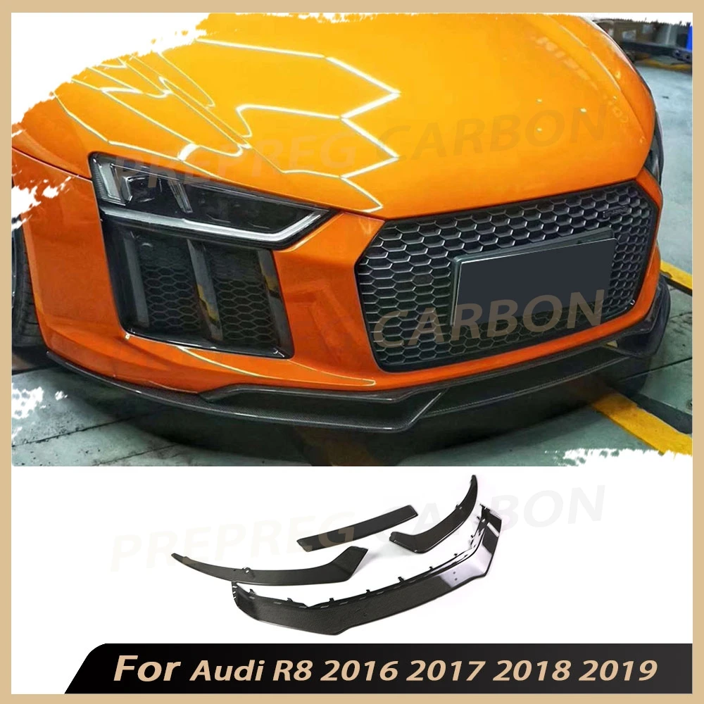 

Гоночный автомобиль для Audi R8 2016 2017 2018 2019, передний бампер из углеродного волокна, спойлер, сплиттеры, комплекты кузова