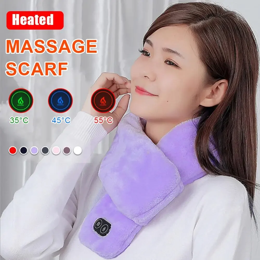 USB Heating Scarf Shawl with Four-speed Massage Mode: Heated Neck Warmer for Winter Outdoor Activities.