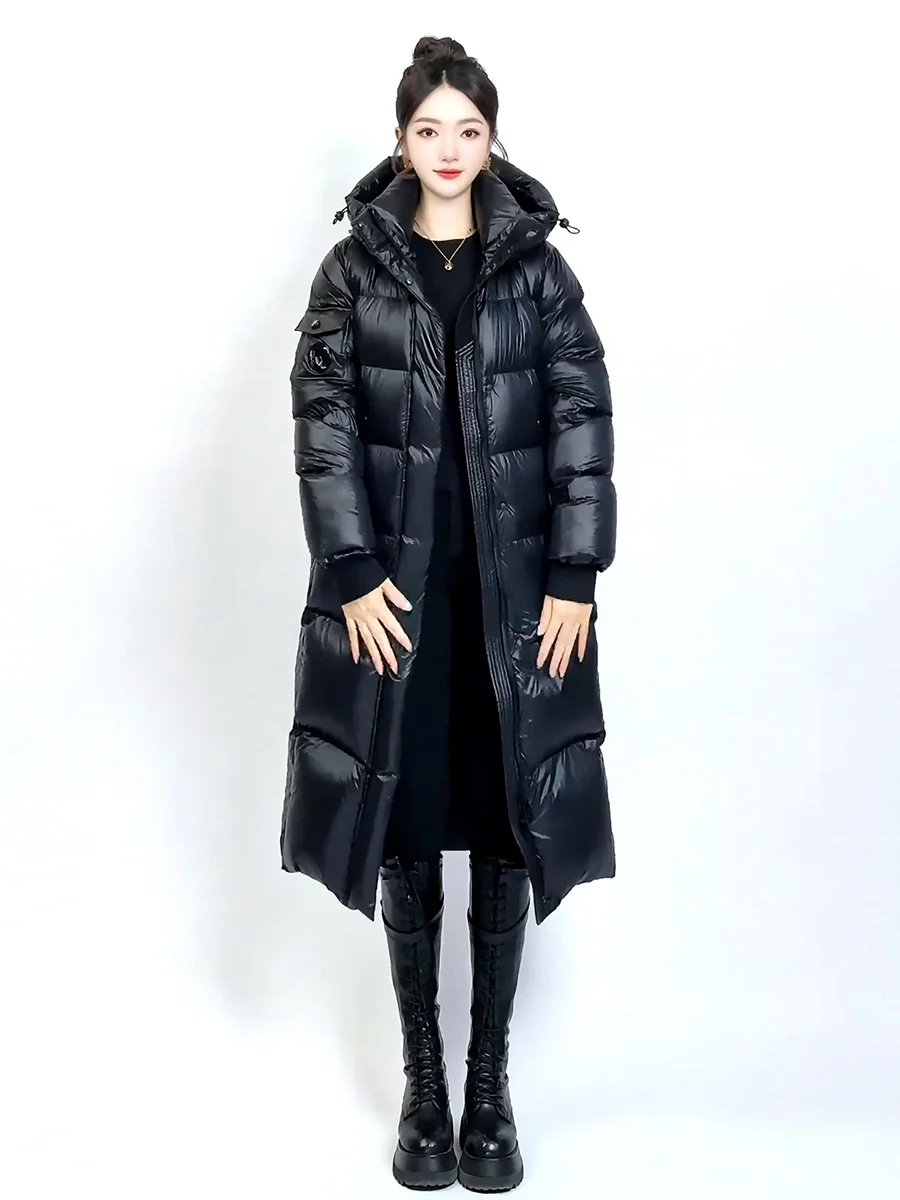 Ultra-Thi largo blanco Du down Puffer Jaet abrigo de invierno para mujer resistente al frío para ir al trabajo con sombrero señoras Faion