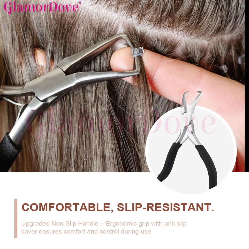 ARLANY كماشة تمديد الشعر لإزالة الخرز الصغير كماشة ميكرولينك مع مقبض مضاد للانزلاق لملحقات اللحمة #2