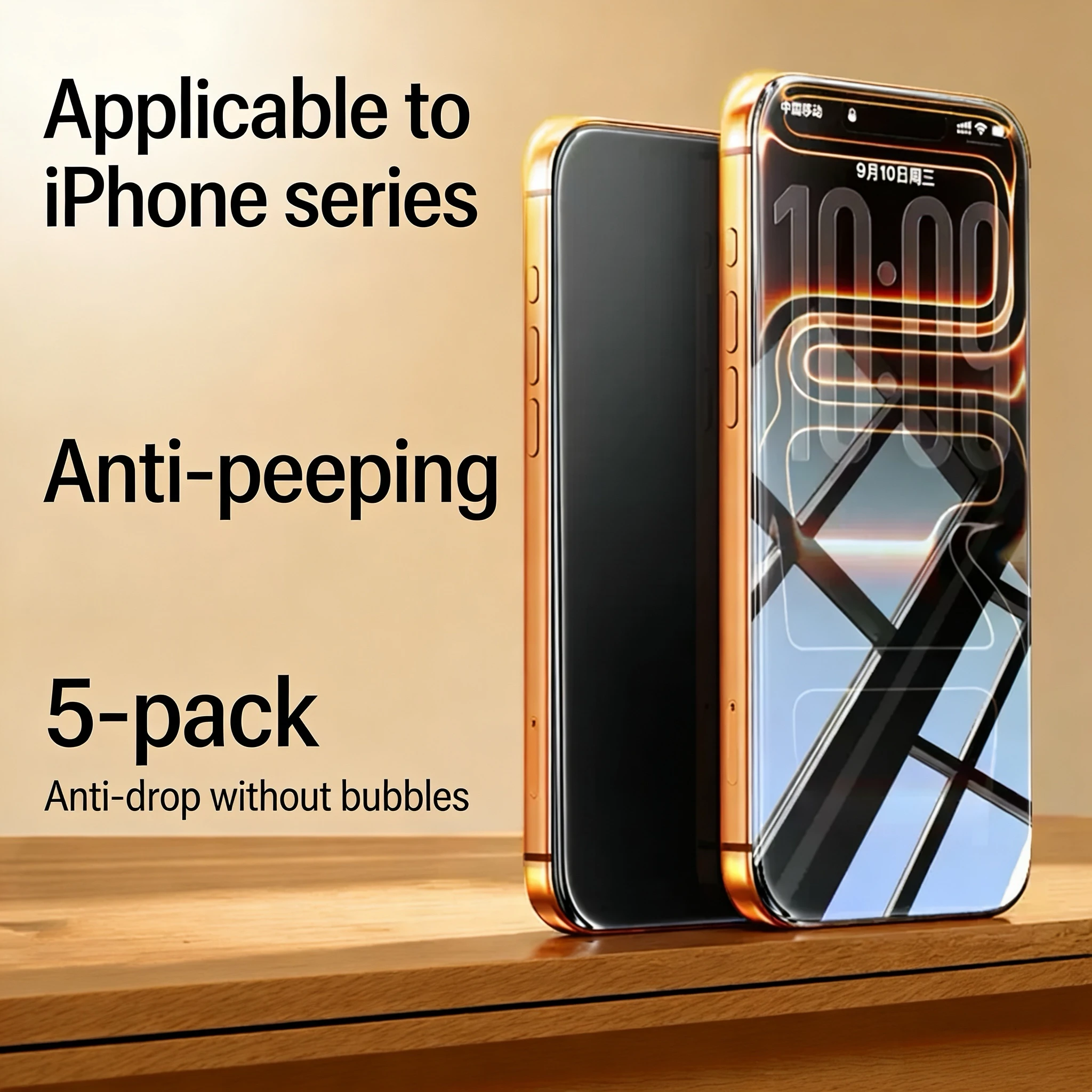 

Privacy Tempered Glass Screen Protector for All iPhone Models, 9H Hardness, Bubble-Free, Easy Installation, 5 Pack