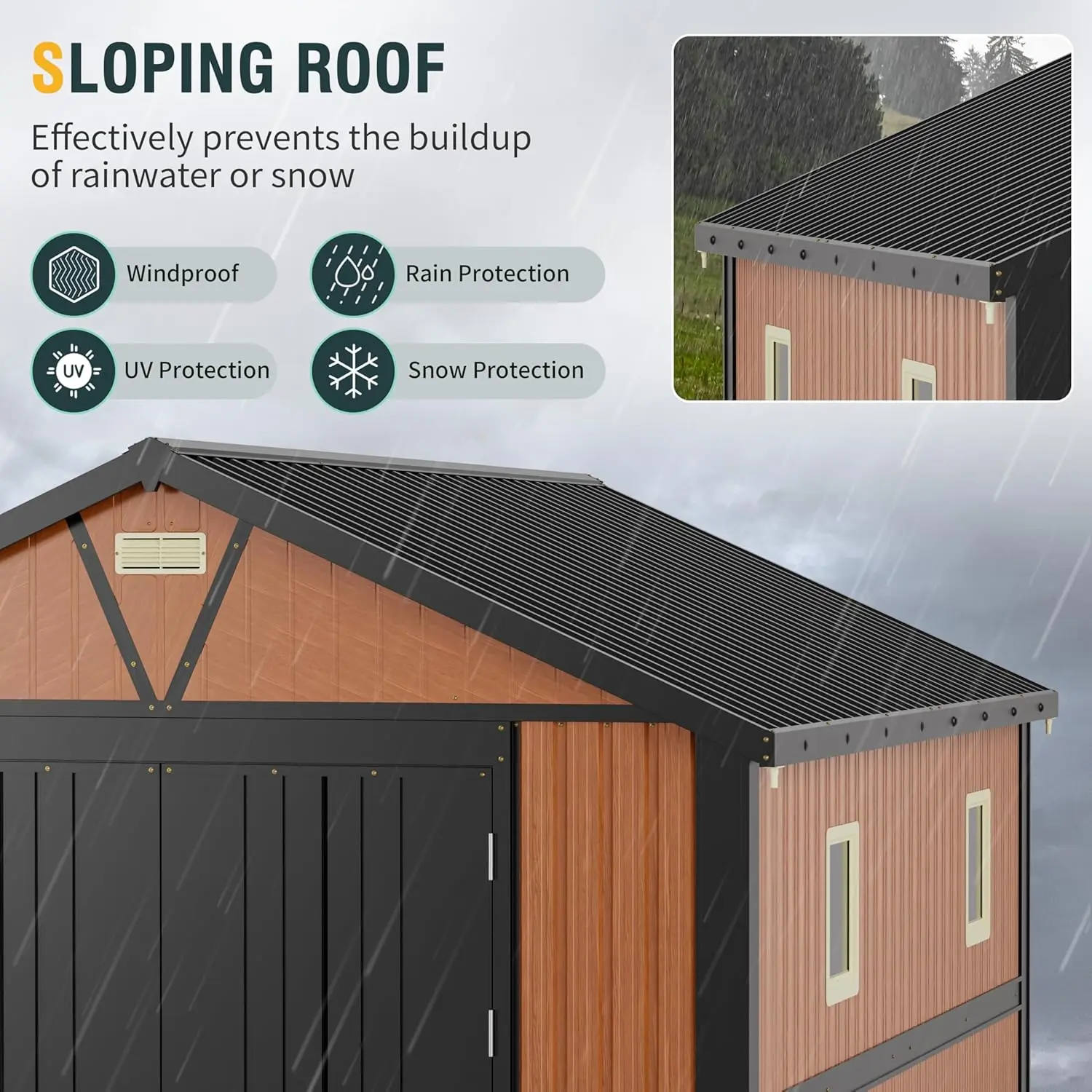 10x12 Ft Outdoor Storage Shed, Large Metal Shed with Floor, Lockable Doors Outside Steel House Ideal for Garden Tool Storage