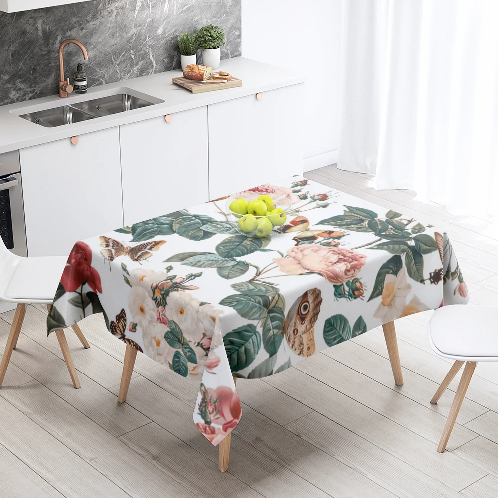 Home tablecloths dining decoration and rectangular table accessories waterproof cloth Anti-stain restaurant Nordic plant flower