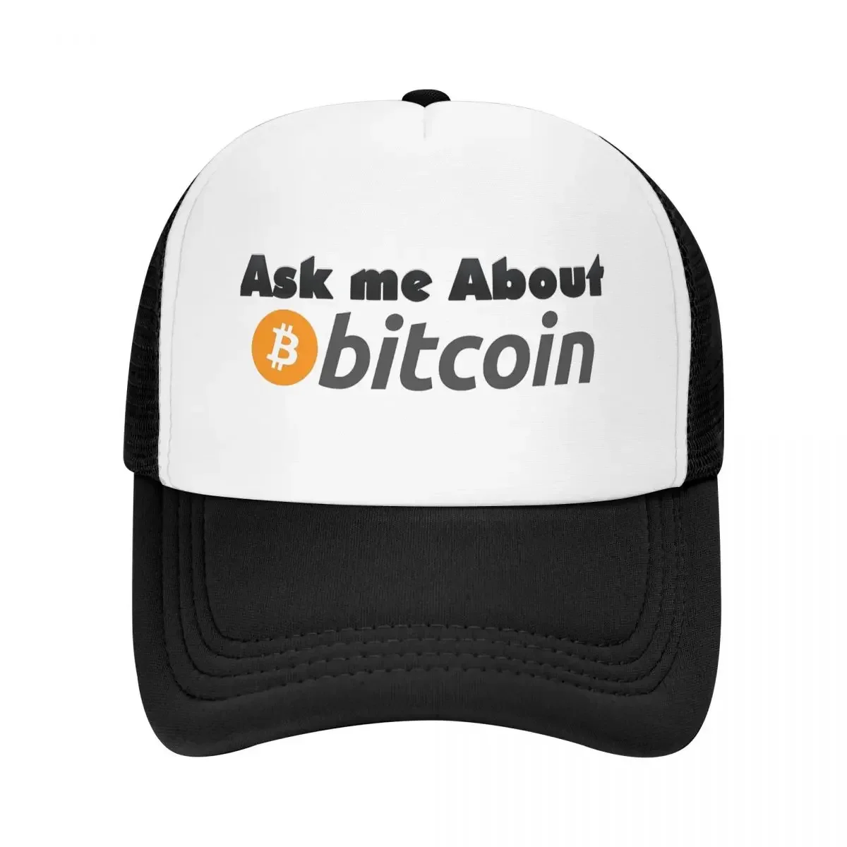 Ask Me About Trucker Hats Bitcoin Cryptocurrency Miners Meme Mesh Net Baseball Cap For Men Women Kpop Snapback Caps Streetwear
