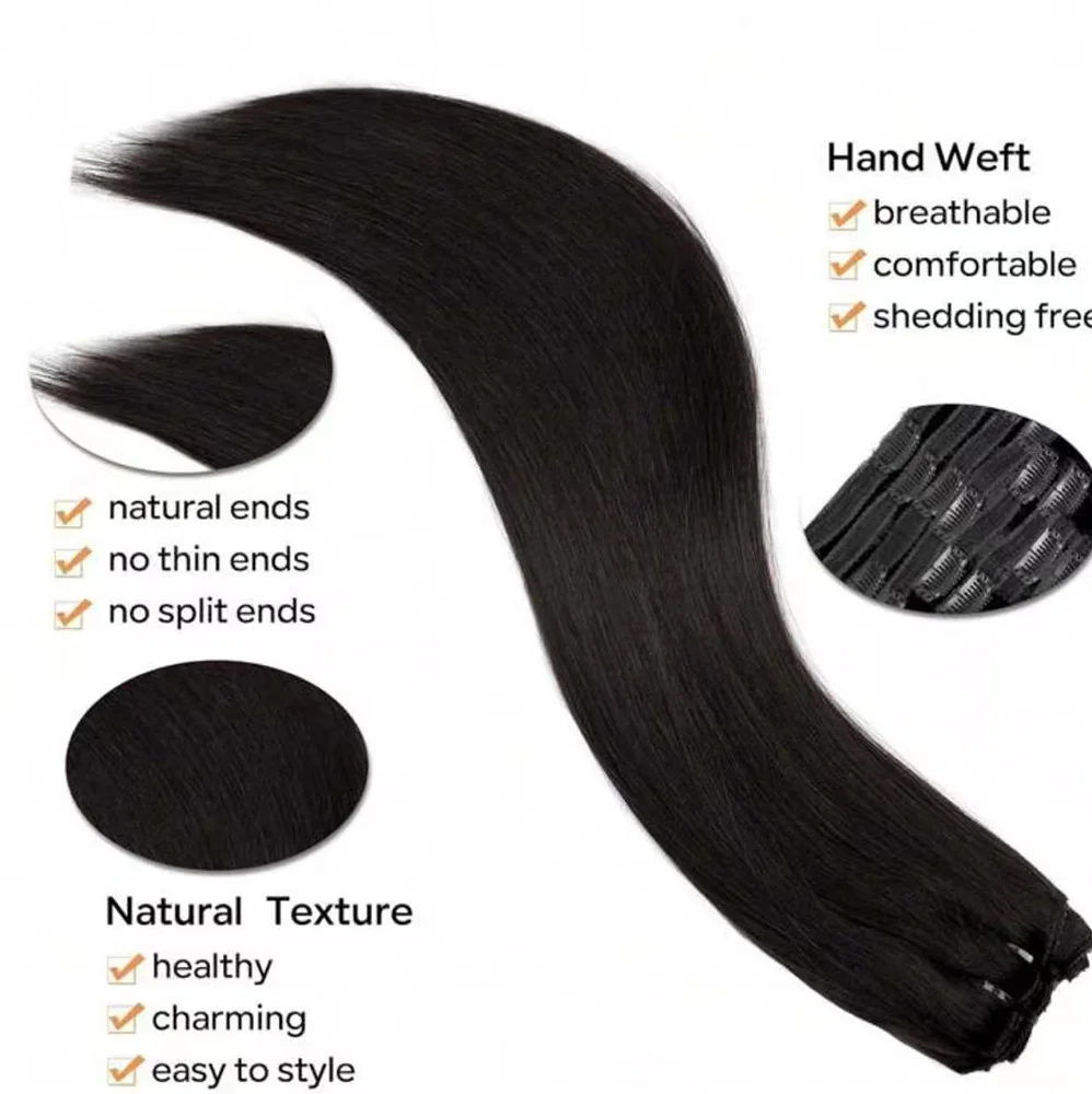 Clip in Hair Extensions Real Human Hair 8Pcs Remy Human Hair Clip in Extensions for Women Invisible Straight Seamless Clip ins